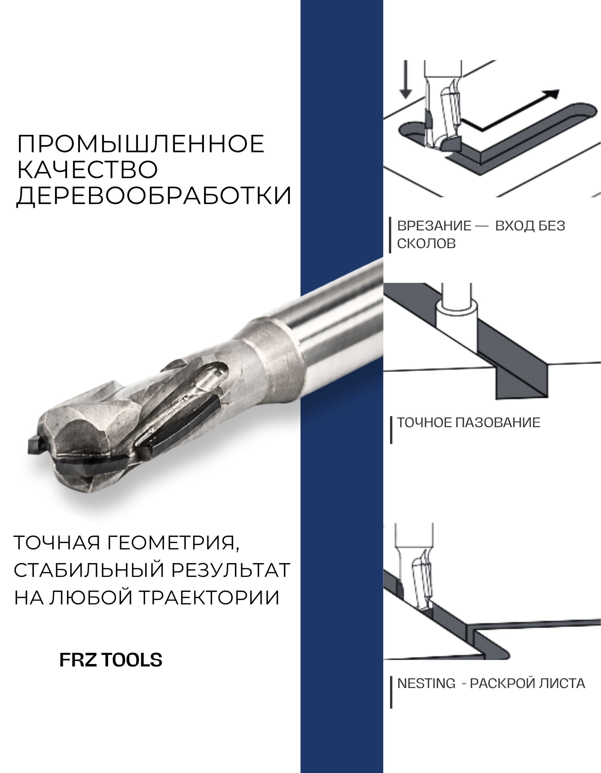 Фреза для чпу по дереву 12х12х27 Z2 FRZTOOLS — изображение 4