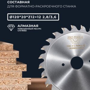Диск пильный алмазный для форматно-раскроечного станка 120х20 z2х12