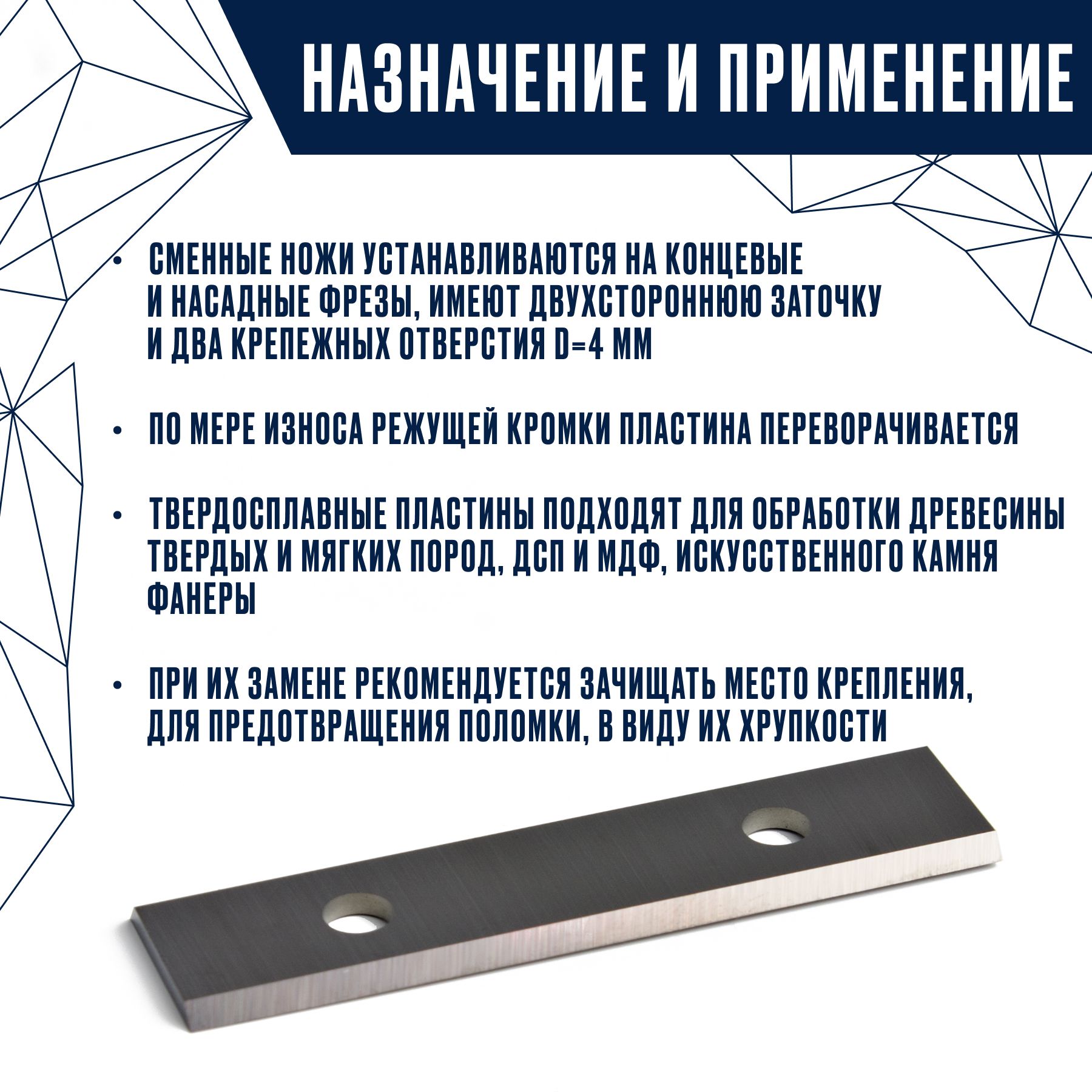 Сменные ножи для фрезы 50*12*1,5*35 10 шт. — изображение 2