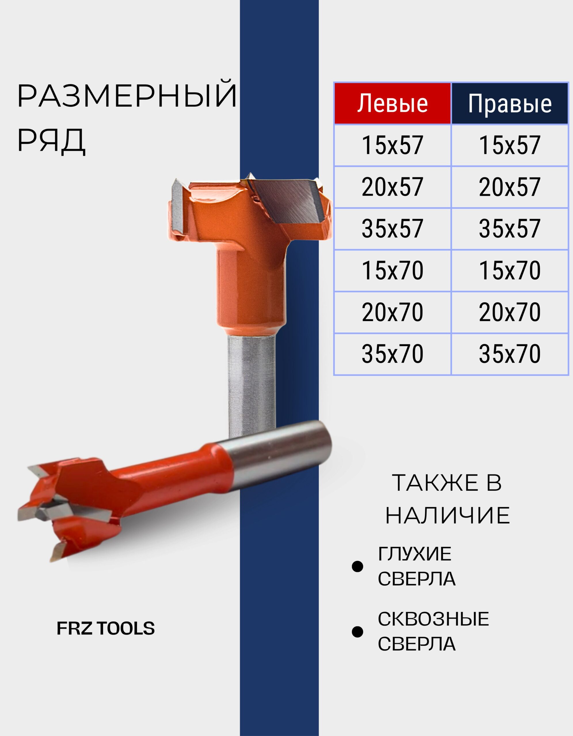 Сверло присадочное, чашечное, левое 35х57 FRZ-TOOLS — изображение 6