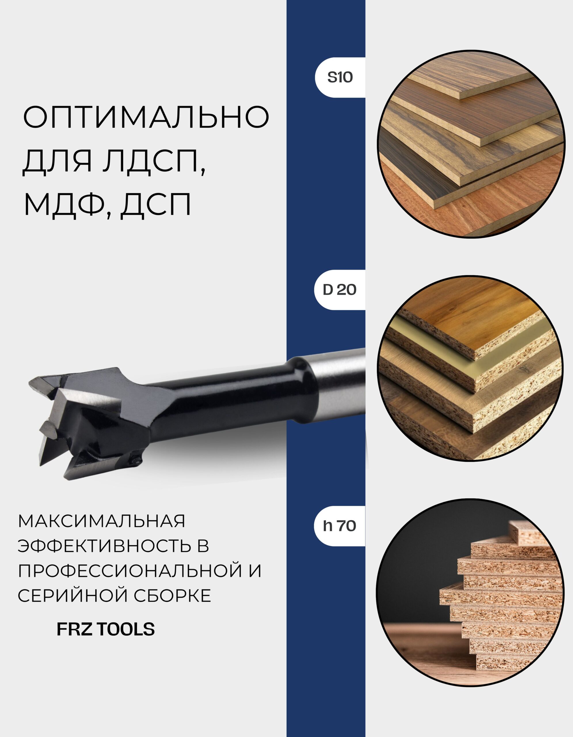 Сверло для присадочного станка, чашечное, правое 20х70 FRZ-TOOLS — изображение 3